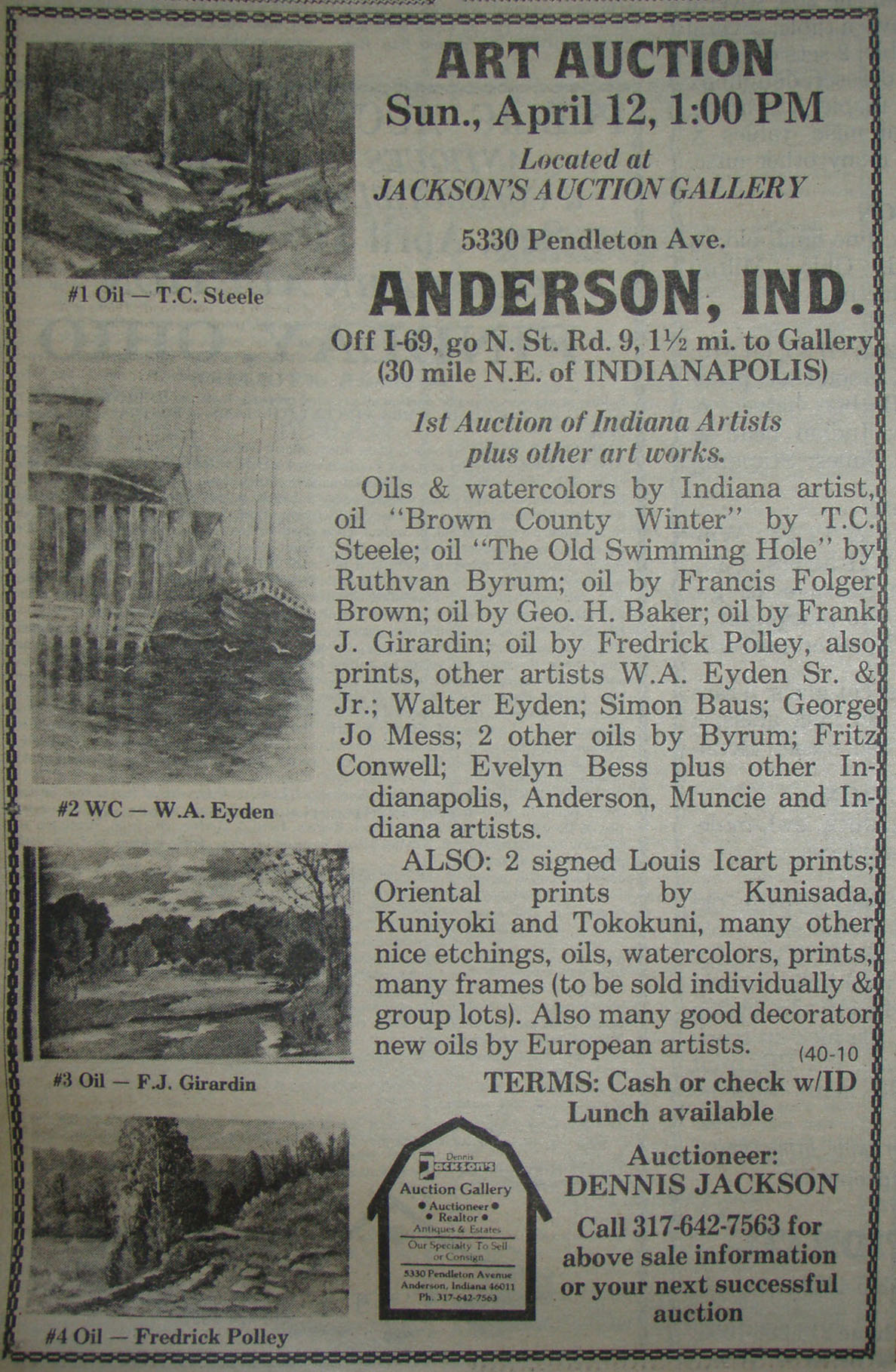 Jackson's first auction ad
