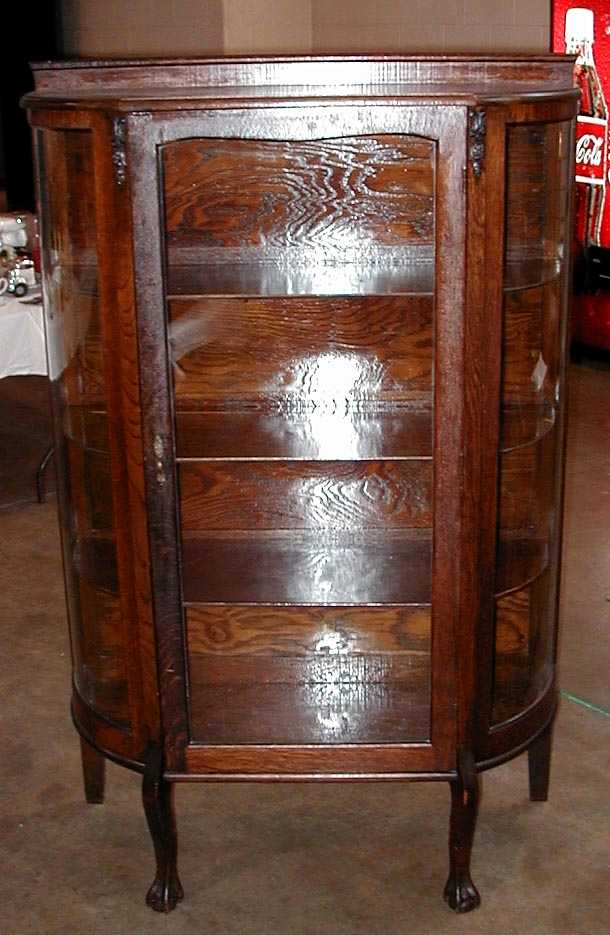 Furniture Golden Oak, Larkin Co, 1 Door, Curved Glass