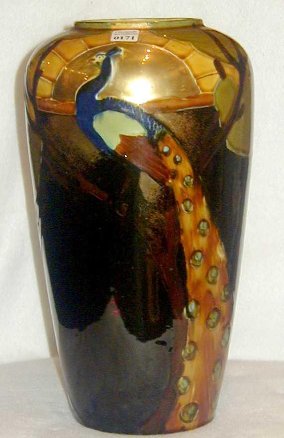 Thomas Forester & Sons, Phoenix Ware vase with peacock