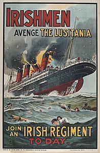 WWI Poster, Irishmen Avenge the Lusitania