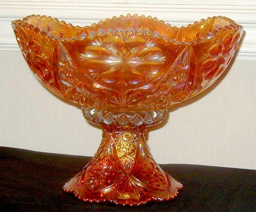 Imperial Glass; Carnival, 474, Punch Bowl & Base, Marigold.