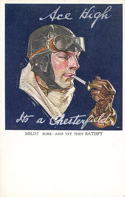 Postcard advertising Leyendecker's Chesterfield cigarettes