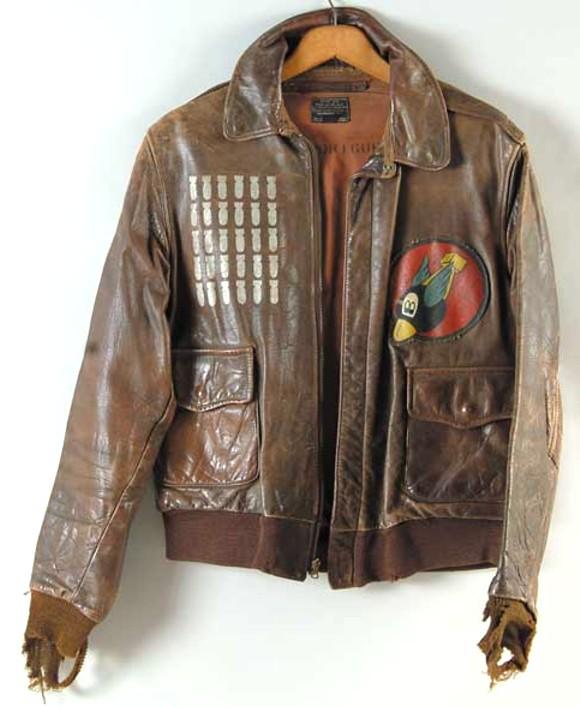 Uniform; WWII, USAAF, Flight Jacket, A2, Leather, Identified, Air Medal.