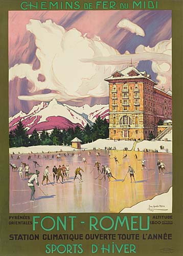 A French travel poster for the resort town of Font-Romeu