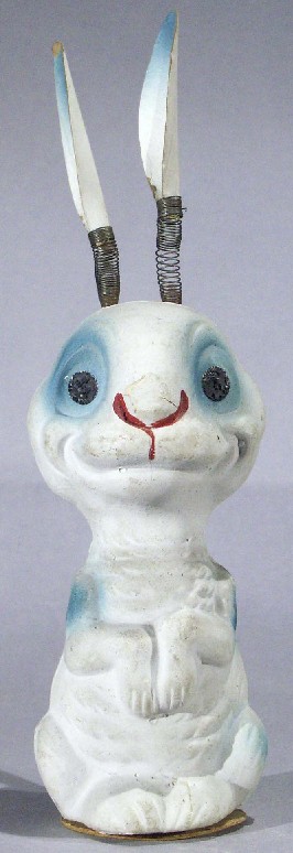 German papier-mache Rabbit Candy Container with springy ears