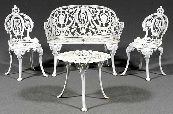 Garden Furniture; Cast Iron, Atlanta Stove Works, 4 Pieces, Bench