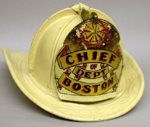 Fireman; Helmet, Cairns & Bro, Leather, Boston Chief, White, New Yorker.