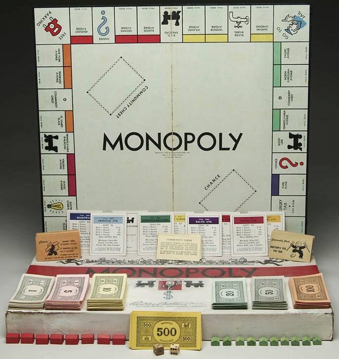 1933 Parker Brothers Monopoly game marked Chas. Darrow