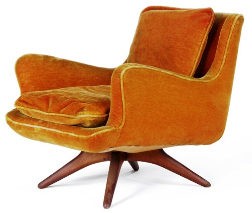 Vladimir Kagan armchair with original velvet upholstery