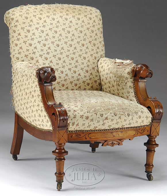 Furniture ChairArm; Victorian, Renaissance Revival, Walnut, Carved