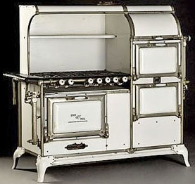 Quick Meal, six-burner enamel stove, manufactured by The American Stove Co., St. Louis, Mo., circa 1920 to 1925