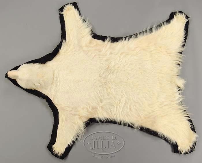 Taxidermy; Polar Bear, Rug, Hide & Head, Felt Backed, 7 ft.