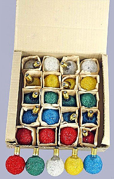 Frosted crush glass snowball Christmas lights, circa 1950s