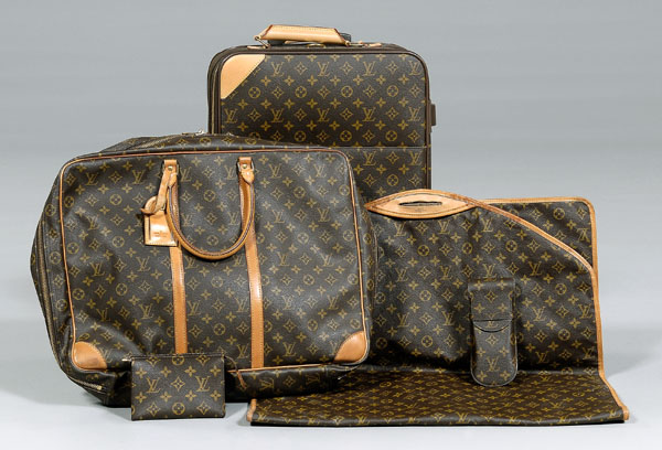 Luggage Set; Louis Vuitton, Soft Sided, Suitcases & Garment Bags.