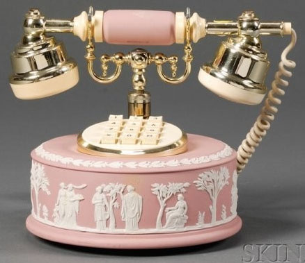 Wedgwood solid pink Jasper push button telephone
