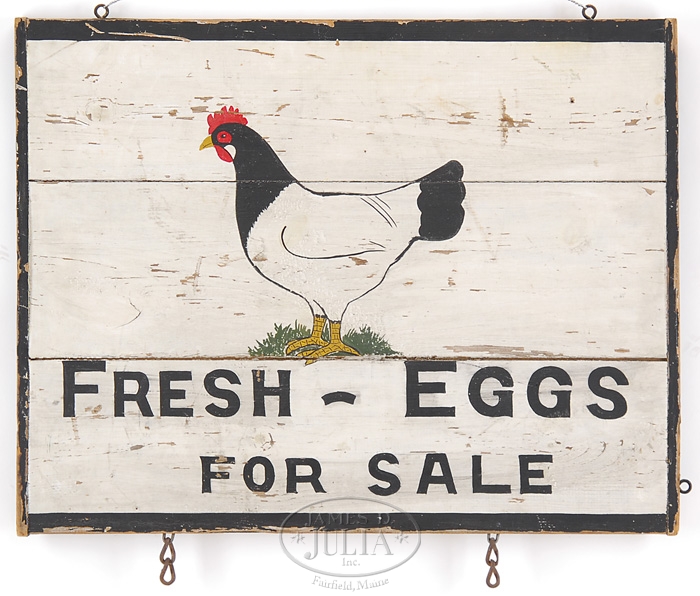 Trade Sign; Fresh Eggs For Sale, Chicken, Painted Wood Panel, 2 Sided