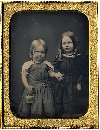 Jesse Harrison Whitehurst quarter-plate daguerreotype of two little girls holding hands