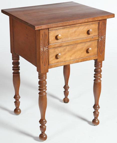 Sheraton two-drawer stand, probably from Fairfield County, Ohio, 1820 to 1840