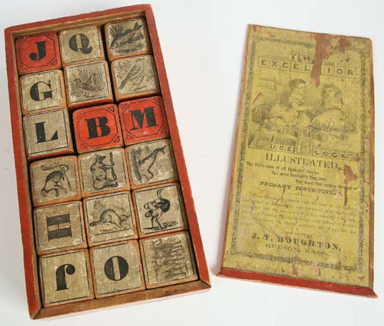 J.T. Houghton Excelsior Illustrated Alphabet Cube Blocks