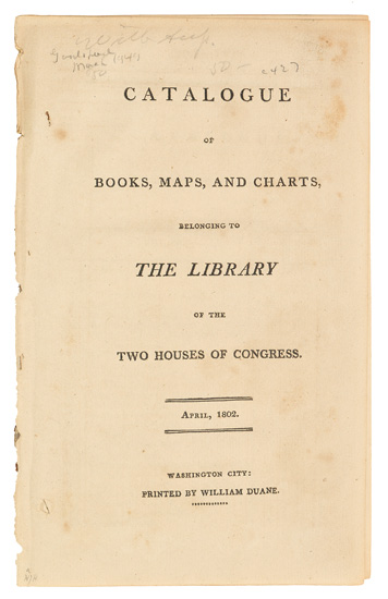 The first catalogue of the Library of Congress