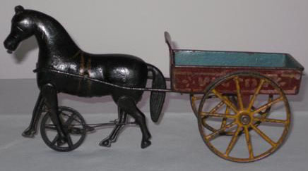 Ives cast iron walking horse drawn "Victory" cart, circa 1890