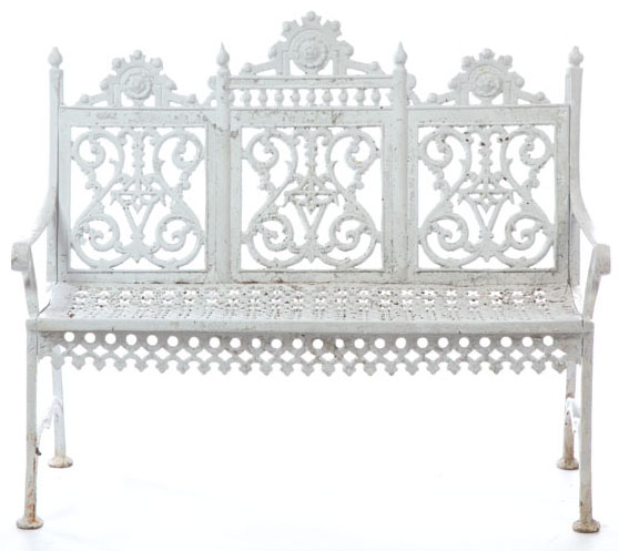 A Renaissance Revival cast iron bench, probably Kramer Brothers, Dayton, Ohio, late 19th to early 20th century