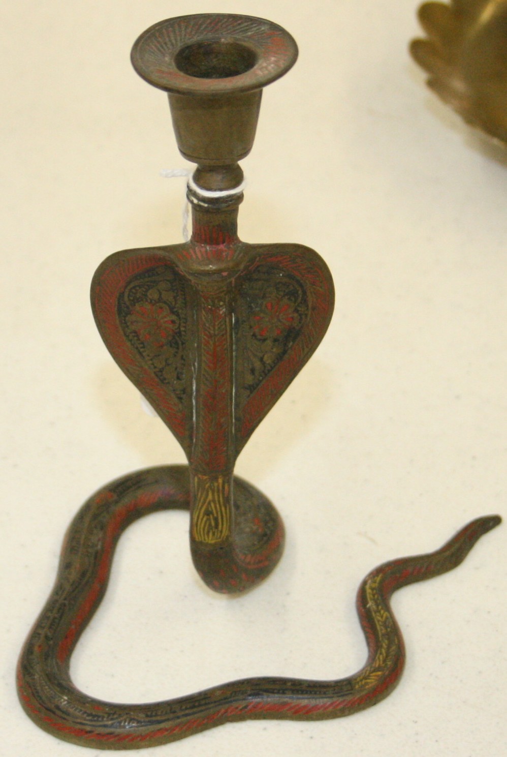 Cobra snake brass figure candlestick