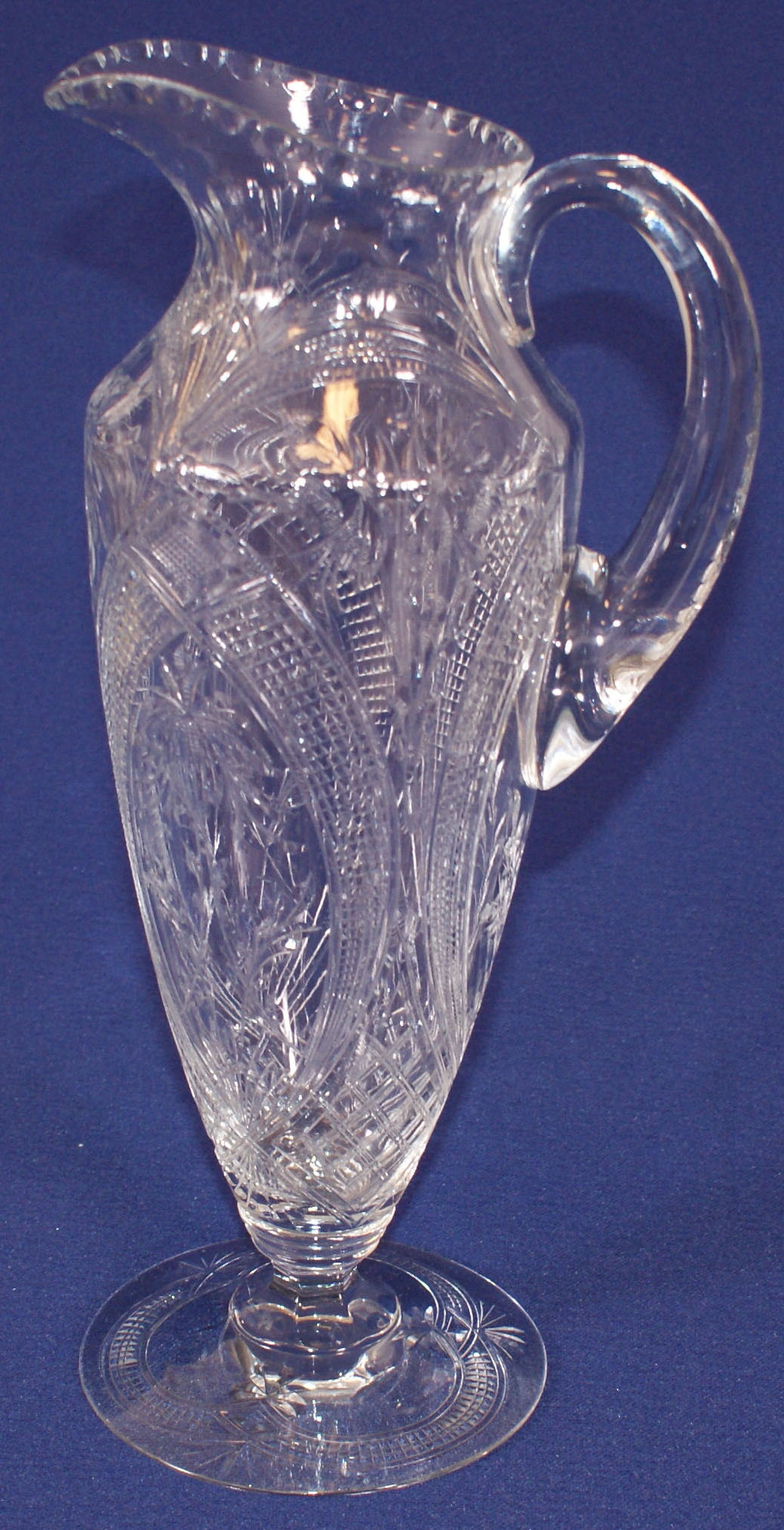 Heisey clear 3350 Wabash tankard pitcher, Krall cutting