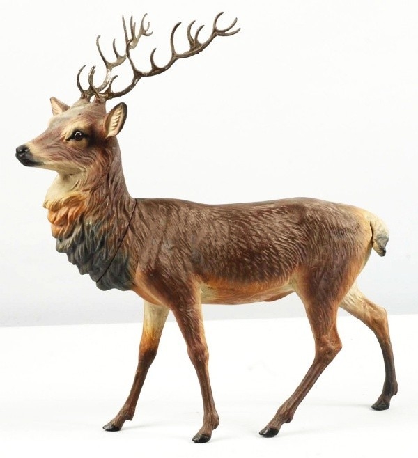 German Christmas deer papier-mache candy container