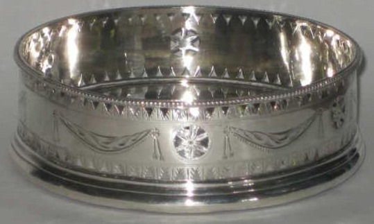 A Hester Bateman, London, 1788 George III silver wine coaster with chased and pierced in Adam style gallery