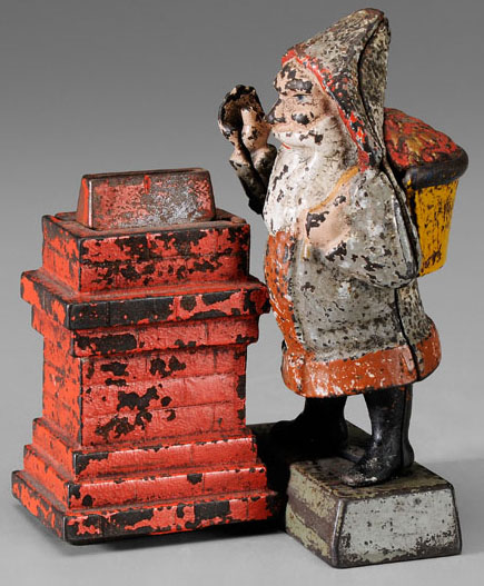 19th century Shephard Hardware Co. cast iron Santa Claus bank