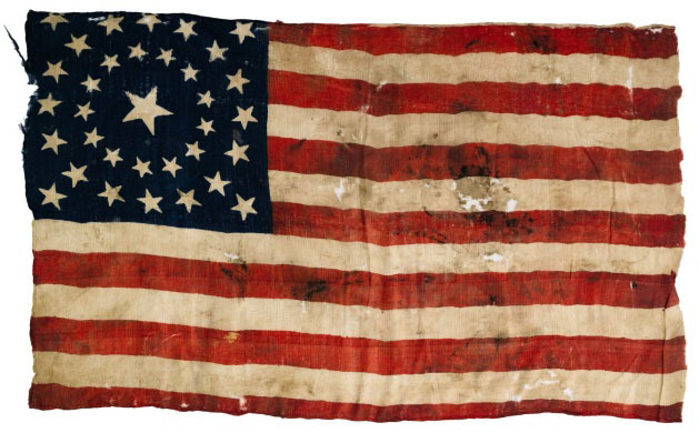34 star American flag carried into the Civil War battle of Shiloh by William Shallenberger