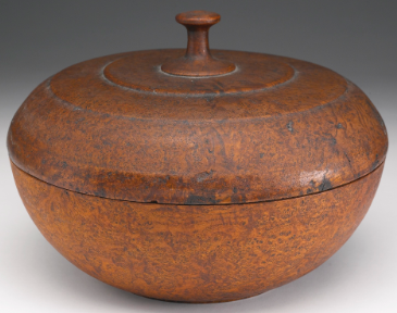 An exceptional large ash burl covered bowl, North America, circa 1780.