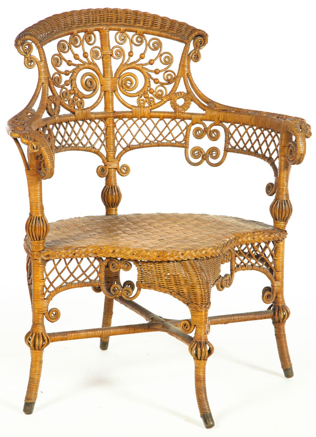 Furniture Wicker; Armchair, Victorian, HeywoodWakefield, Natural