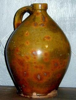 pottery galena jug ovoid green glaze strap handle 9 pottery galena jug ovoid green glaze strap handle 9