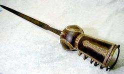sword pata blade arm gauntlet decorated guard steel indian attached engraved lower credit east metal hand