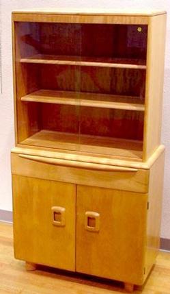 Furniture: Cupboard-Wall; Heywood Wakefield, Blond, China Hutch, Glass
