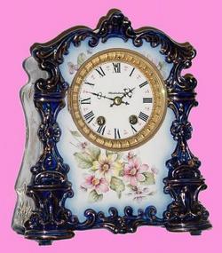 Mercedes gilded cobalt porcelain mantle clock #5