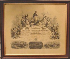 A Centennial Exhibition Stock Certificate for 50 shares issued to John S. Lippincott on October 7, 1875 by the Centennial Committee in Philadelphia, Pennsylvania