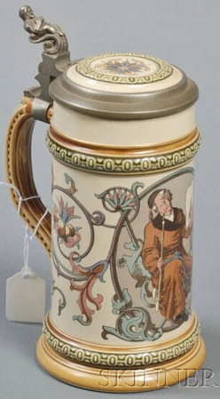 pug stein mettlach stein no 1530 pug scholar reading inlaid lid half liter pug stein mettlach stein no 1530 pug scholar reading inlaid lid half liter