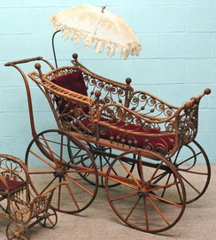 ANTIQUE VICTORIAN WICKER BABY DOLL CARRIAGE RARE FOR SALE