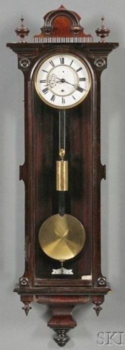 Regulator Clock; Gustav Becker, Vienna, Rosewood, 8-Day, Time Only, 43