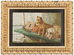 A late 19th century Italian micro mosaic picture, Cani in guardia ardente (Guard Dogs on Alert)