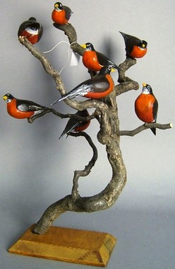 Us Banks Money Tree >> Folk Carving; Collis (Keith), Bird Tree, Robins on Branch, 25 inch. Us Banks Money Tree >> Folk Carving; Collis (Keith), Bird Tree, Robins on Branch, 25 inch.