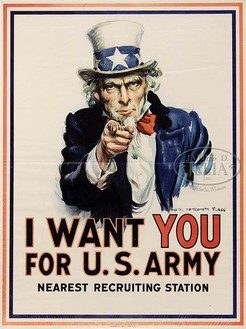 Uncle Sam World War I recruiting poster by James Montgomery Flagg