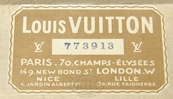 Trunk; Louis Vuitton, Steamer, Fabric Lined, Interior Tray, Paper Label, 36 inch.