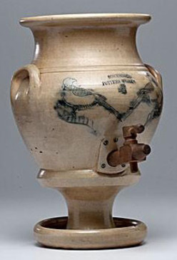 stoneware somerset pottery water cooler on pedestal incised birds somerset pottery works