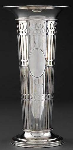 An American sterling silver reticulated trumpet vase, Dominick &amp; Haff, New York, 1898
