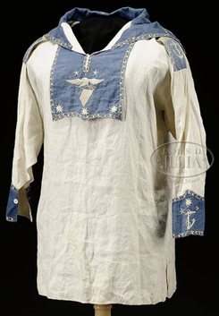 A fabulous early American silk embroidered sailor's jumper