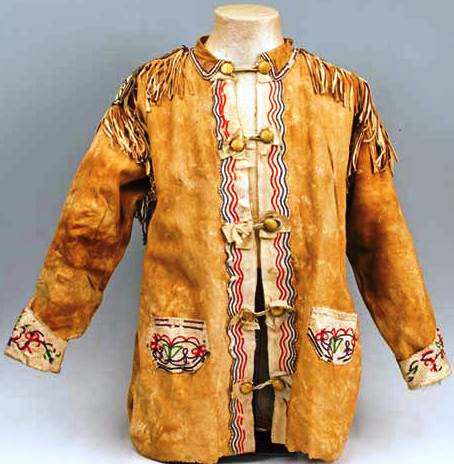 Clothing; Ojibwa, Shirt, Man's, Ribbon Decoration, 31 inch.